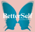 BetterSelf Coaching official logo with teal butterfly wings formed by two face profiles facing each other